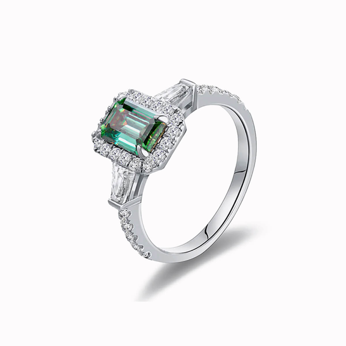 Oval Silver Diamond Engagement Ring
